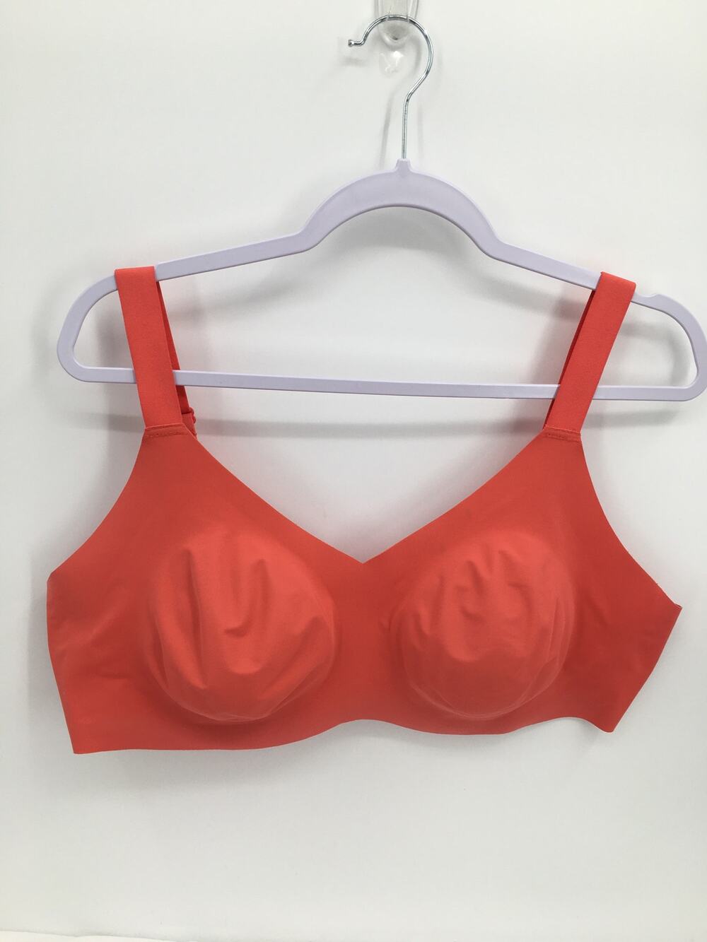 Knix Evolution Bra Orange V-Neck Wireless Back Closure Removable Pads 8+ 40F 40G